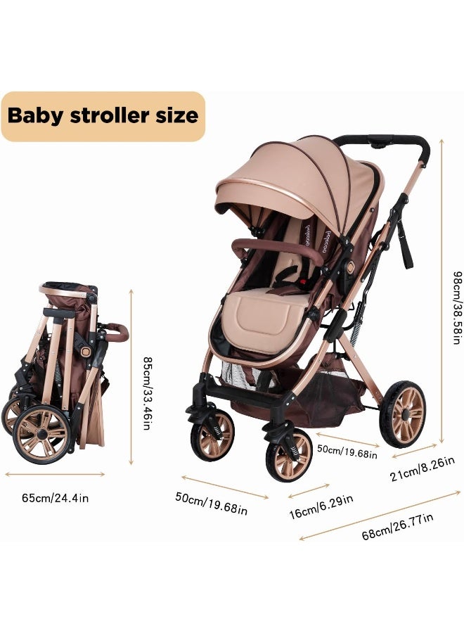 PEARLOVE Baby Stroller Newborn Reversible Bassinet Pram, Foldable Pushchair with Adjustable Canopy - Image 5