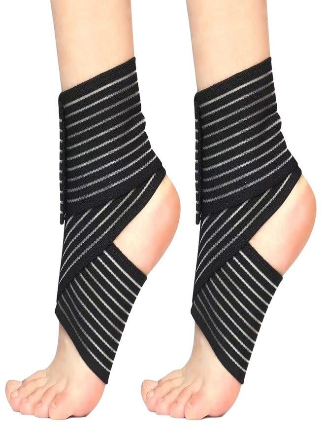 Mealah Elastic Ankle Brace Compression Support for Men Women Adjustable Ankle Wrap for Running Sports Gym(2PC) - Image 1