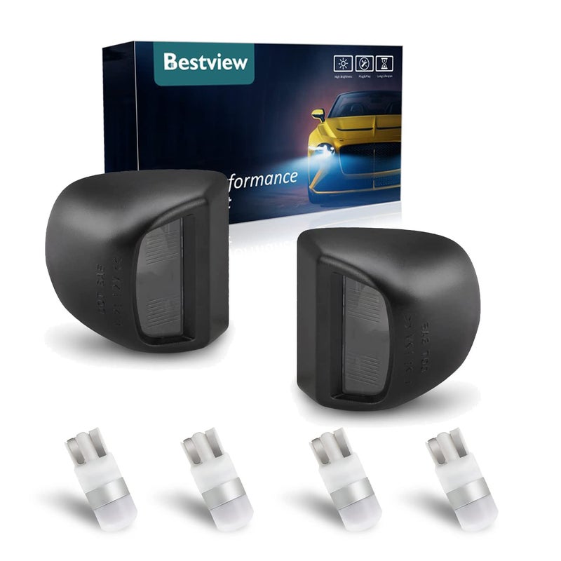 Bestview License Plate Black Housing Tag Lamp Assembly Replacement Compatible with Chevy Silverado GMC Sierra Avalanche Suburban Escalade Yukon Cadillac Step Bumper 6500K White Bulbs Tag Light