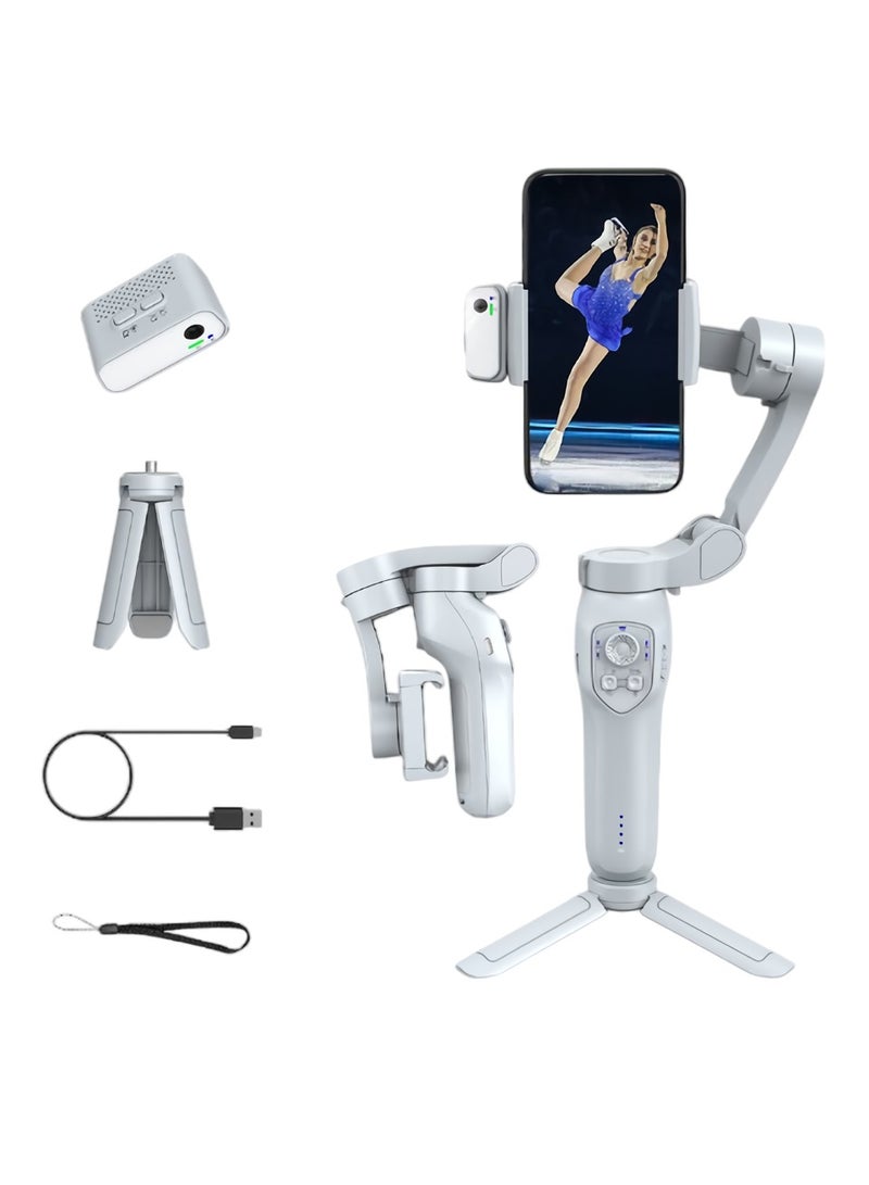 SYOSI L7C Pro Smartphone Gimbal Stabilizer, Ultra-light Comfortable Foldable Phone Gimbal, Face Object Tracking 3 Axis Phone Gimbal For Video Recording, (L7C Pro AI Module, Grey)  - Image 1