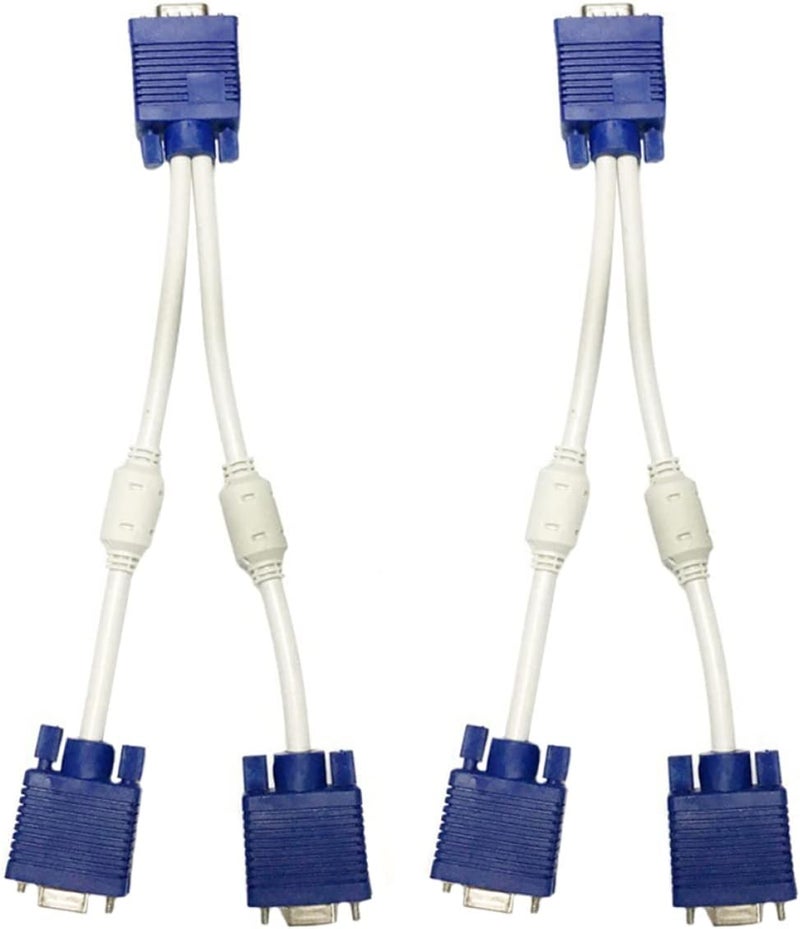 2 قطعة محول مقسم VGA من ذكر إلى أنثى مزدوجة محول فيديو VGA لكابل شاشة العرض المرئي لعرض المرآة أداء مستقر وموثوق استخدام مرن - Image 1