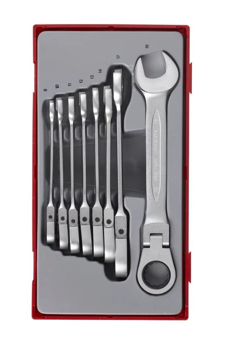 TENGTOOLS Ratcheting Combination Spanner Set 8 Pieces Metric Flex Head TT1 – TT6508RF by Teng Tools - Image 1