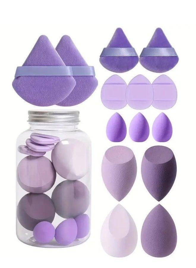 QINGYAN 14-Piece Makeup Sponge Set- Multi soft color Mini Makeup Sponge, Powder Puff Long Lasting Beauty Sponge Wet & Dry Use for Women (Purple) - Image 2