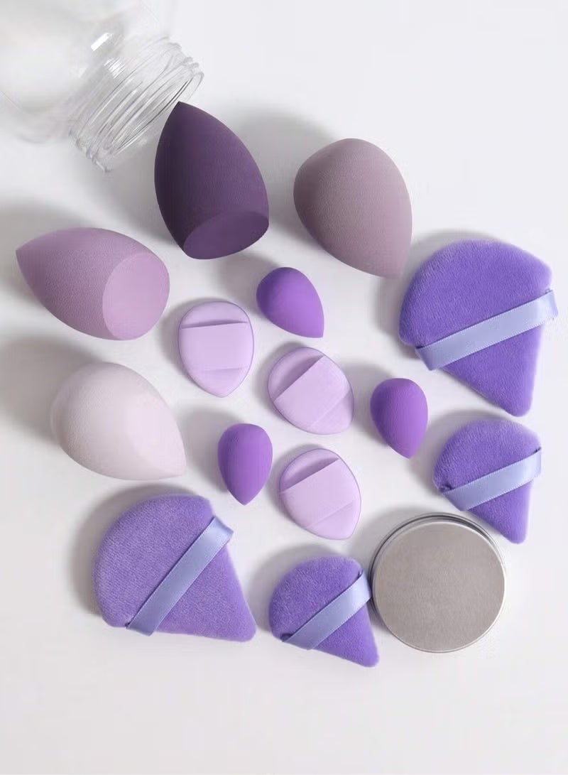 QINGYAN 14-Piece Makeup Sponge Set- Multi soft color Mini Makeup Sponge, Powder Puff Long Lasting Beauty Sponge Wet & Dry Use for Women (Purple) - Image 4