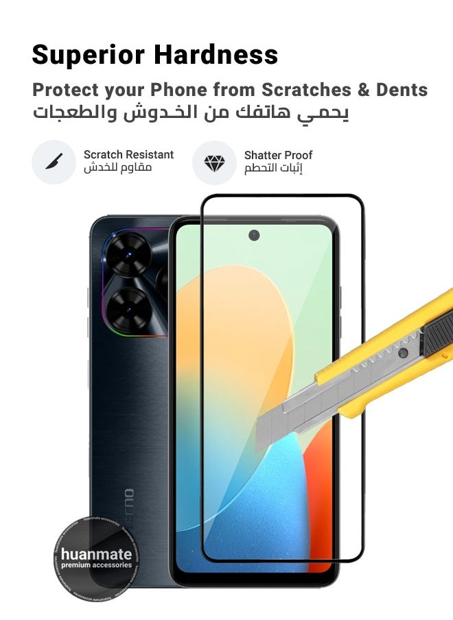 2 Pieces Tecno Pop 8 Screen Protector – Premium Edge to Edge Tempered Glass, High Transparency, Delicate Touch, Anti-Explosion, Smooth Arc Edges, Easy Installation