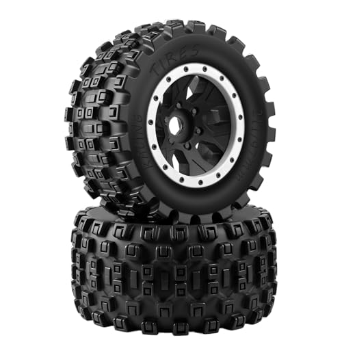GLOBACT MX43 15 RC Tires PreInstalled ScrewLock Monster Truck Tires with 24mm Hex Adapter Compatible with Traxxas 15 XMaxx 8S 16 XRT 8S Arrma 15 Kraton 8S Outcast 8S White 2Pcs - Image 1