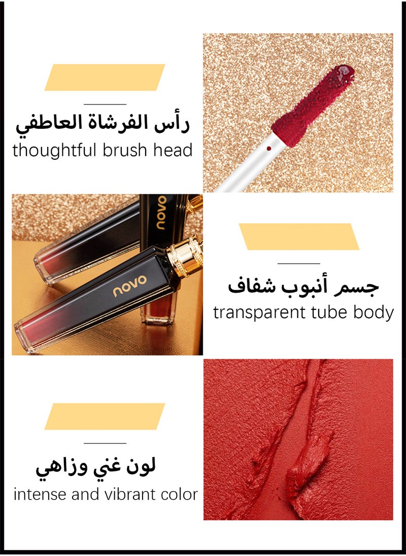 Novo Queen's Vintage Velvet Lip Glaze, Moisturizing No-Sticky Lightweight Long Lasting Waterproof Mist Face Lip Gloss, Matte Velvet Lip Stains Lip Tint for Women  - Image 4