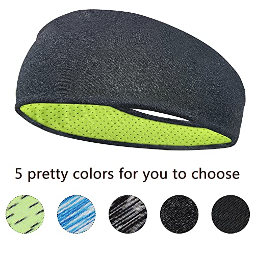 CellElection 5 Pack Sports Headband for Men, Thin Breathable Design, Reused & Washed Mens Headband Sweat Bands for Running Yoga Football Fitness Workout - Image 2
