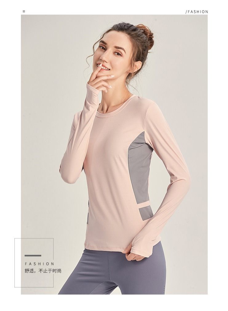 Loquat Fitness Exercise Running Speed Dry T-shirt Yoga Clothing Pink 