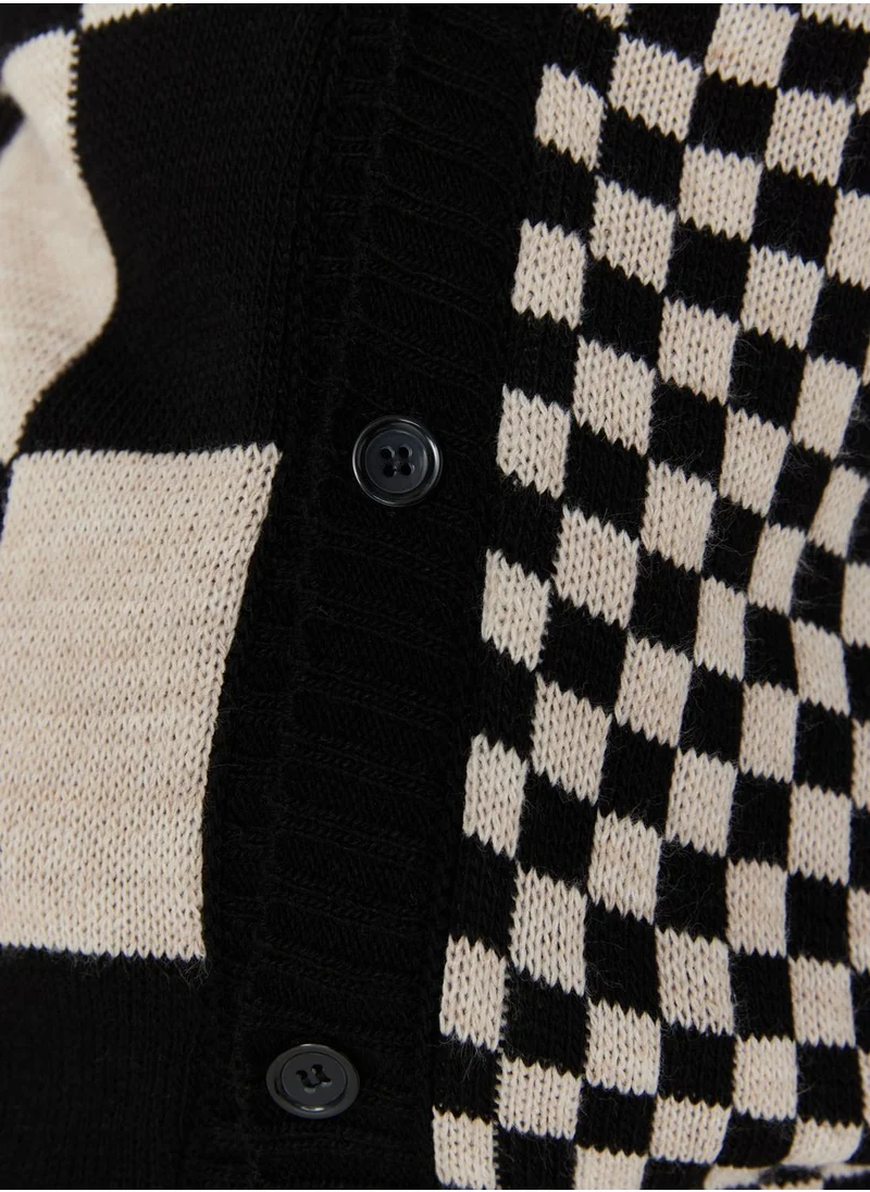 trendyol Kids Checked Button Cardigan