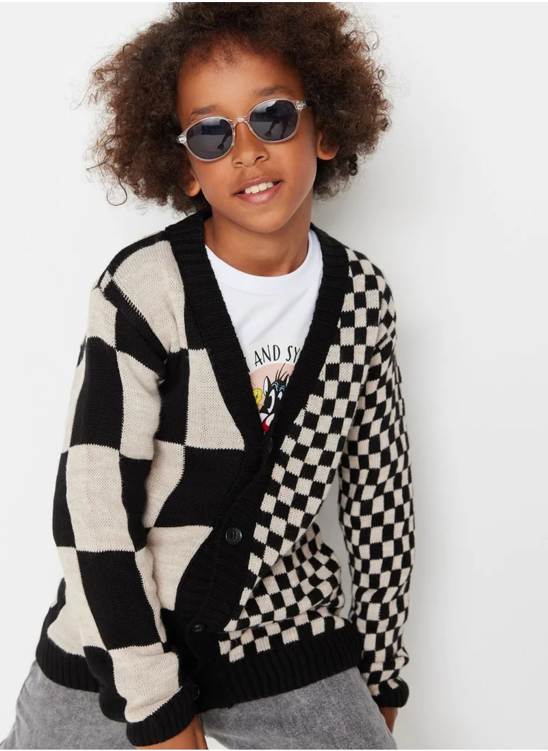 trendyol Kids Checked Button Cardigan
