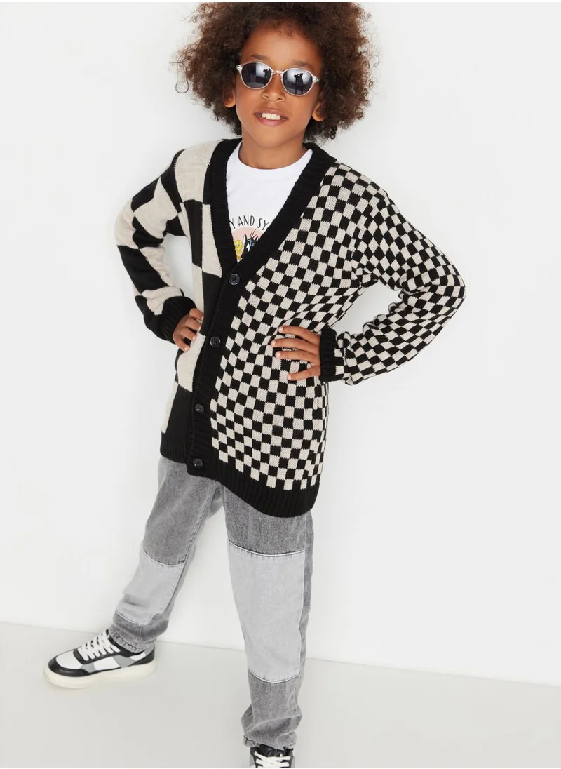 trendyol Kids Checked Button Cardigan