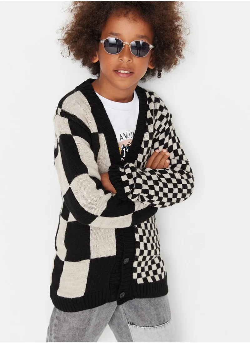trendyol Kids Checked Button Cardigan