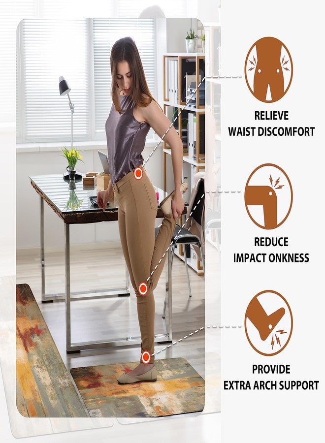 keensoft Orange Anti-Fatigue Kitchen Rugs Set of 2 Burnt Orange Cushioned Comfort Kitchen Mats Abstract Art Heavy Duty Standing Floor Mat Carpets for Kitchen Laundry, 17.3"x28"+17.3"x47" - Image 5