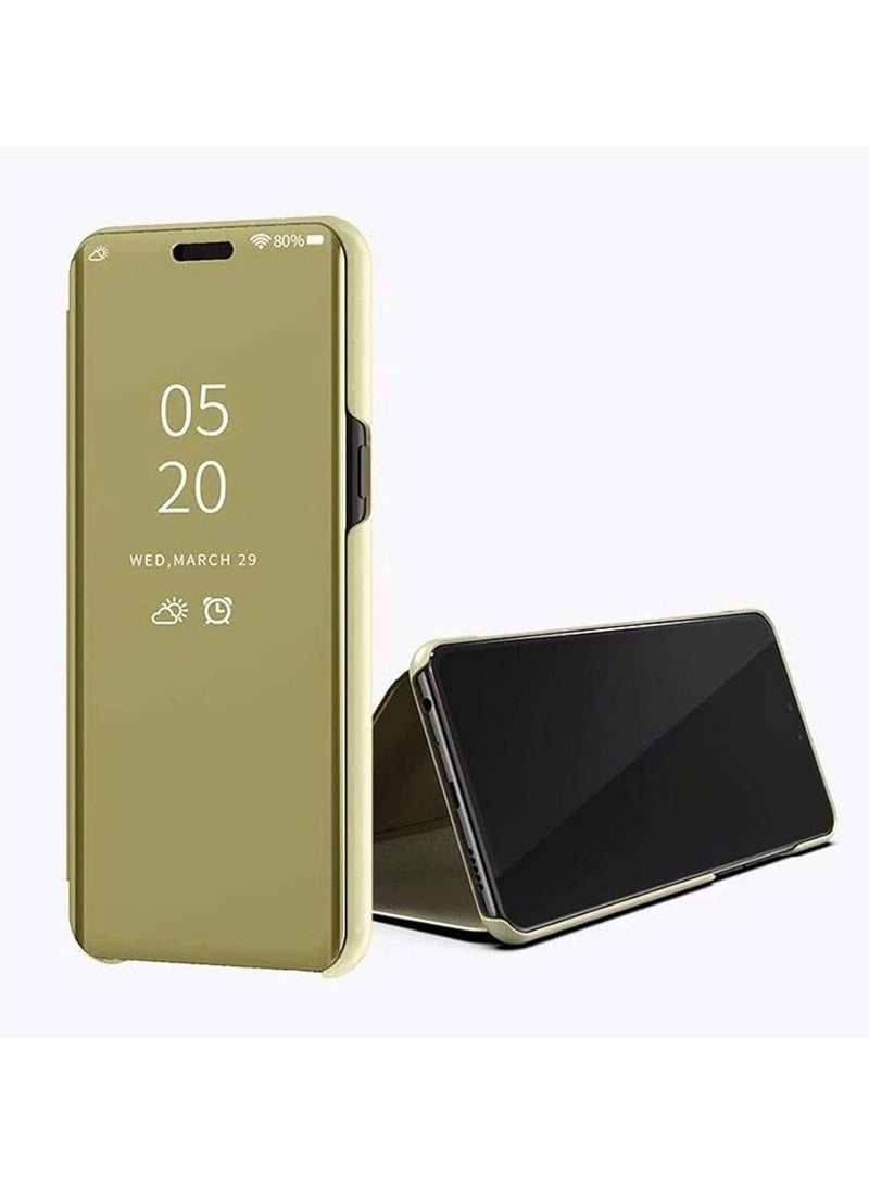 For Samsung Galaxy A70 / A70s Clear View Flip Case , Without Sensor , Stand Watching Position , Mirror Full Protection Cover Compatible With Samsung Galaxy A70 / A70s (6.7’) (Gold) - Image 2