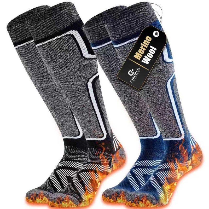 Cirorld Merino Wool Ski Socks Women Men,2 Pairs Knee High Winter Warm Skiing Socks Performance Thermal Snowboarding Socks - Image 1