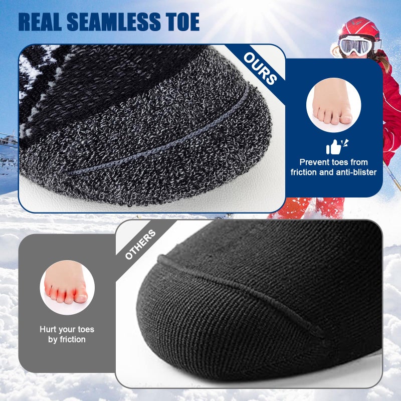Cirorld Merino Wool Ski Socks Women Men,2 Pairs Knee High Winter Warm Skiing Socks Performance Thermal Snowboarding Socks - Image 3