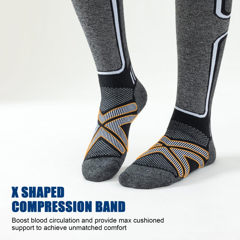 Cirorld Merino Wool Ski Socks Women Men,2 Pairs Knee High Winter Warm Skiing Socks Performance Thermal Snowboarding Socks - Image 5