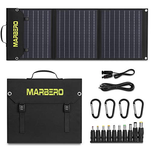 MARBERO 60W Portable Solar Panel 60 Watt Foldable Solar Panel for Solar Generators IP65 Waterproof 23% High Efficiency USB Port & DC Output(10 Changeable Adapters) for Outdoor Camping Travel Cloudy - Image 1