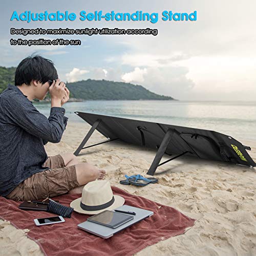MARBERO 60W Portable Solar Panel 60 Watt Foldable Solar Panel for Solar Generators IP65 Waterproof 23% High Efficiency USB Port & DC Output(10 Changeable Adapters) for Outdoor Camping Travel Cloudy - Image 4