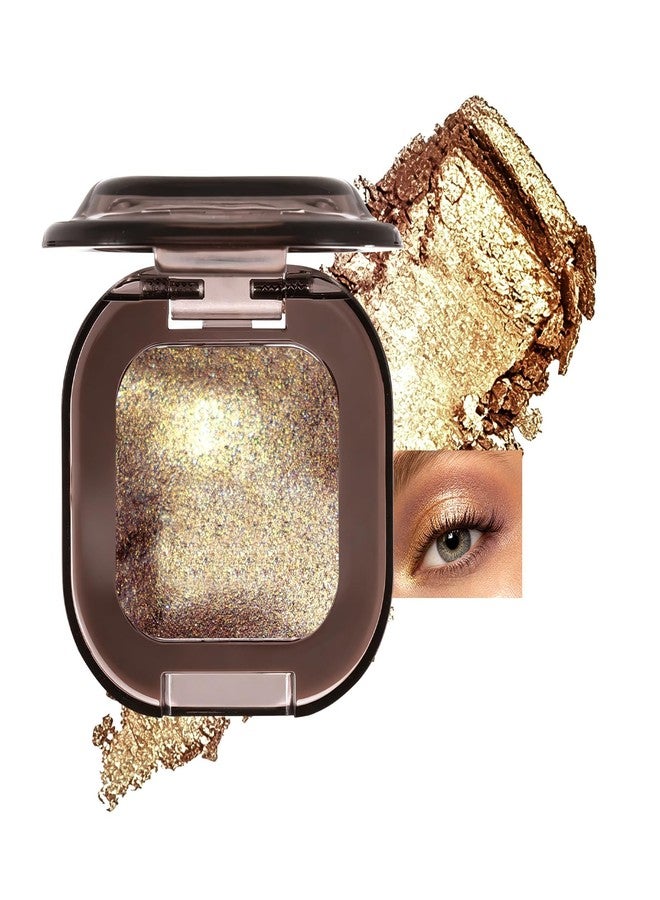 U-Shinein Multi-Chromatic Eyeshadow Single Palette, Highlighter Shimmer Metallic Glitter Eyeshadow, Buildable Sparkly Eye Makeup for All Skin Tones Daily Use 01 Golden Bronze - Image 1