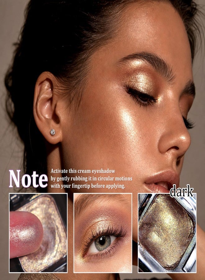 U-Shinein Multi-Chromatic Eyeshadow Single Palette, Highlighter Shimmer Metallic Glitter Eyeshadow, Buildable Sparkly Eye Makeup for All Skin Tones Daily Use 01 Golden Bronze - Image 3
