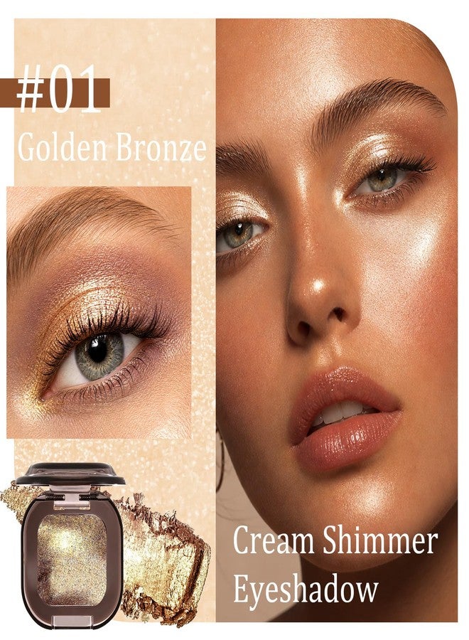 U-Shinein Multi-Chromatic Eyeshadow Single Palette, Highlighter Shimmer Metallic Glitter Eyeshadow, Buildable Sparkly Eye Makeup for All Skin Tones Daily Use 01 Golden Bronze - Image 2