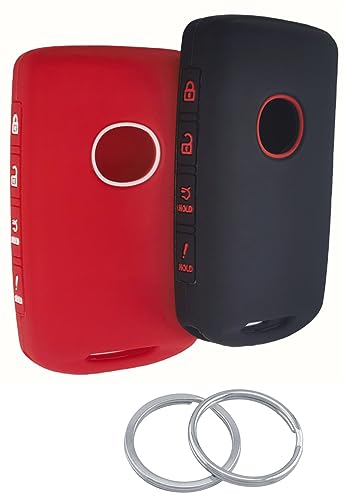 RUNZUIE 2Pcs 4 Buttons Silicone Smart Remote Key Fob Compatible with 2023 2022 2021 2020 2019 Mazda 3 6 CX30 CX5 CX9 CX50 Key Fob Cover RedBlack with Red - Image 1
