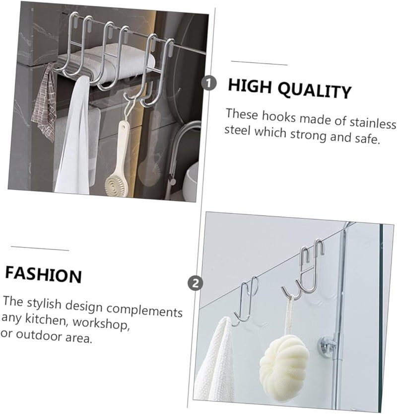 3 Pack Stainless Steel Over The Door Hooks For Cabinet Clothes Holder Home Decor - Image 3