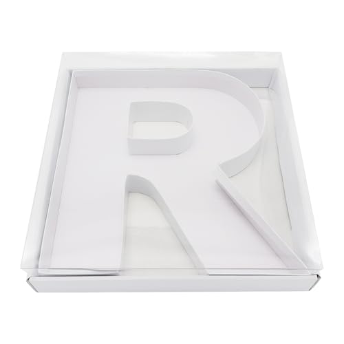 WENPACK 12.5" Cardboard Letter Shaped Mache Decorative Strawberries Fillable Sweets Candy Box with Clear Lid (White, R) - Image 1