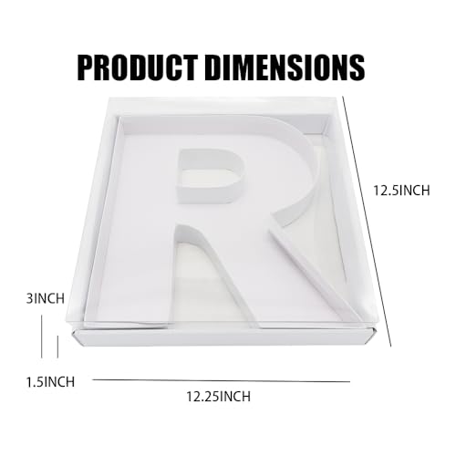 WENPACK 12.5" Cardboard Letter Shaped Mache Decorative Strawberries Fillable Sweets Candy Box with Clear Lid (White, R) - Image 2