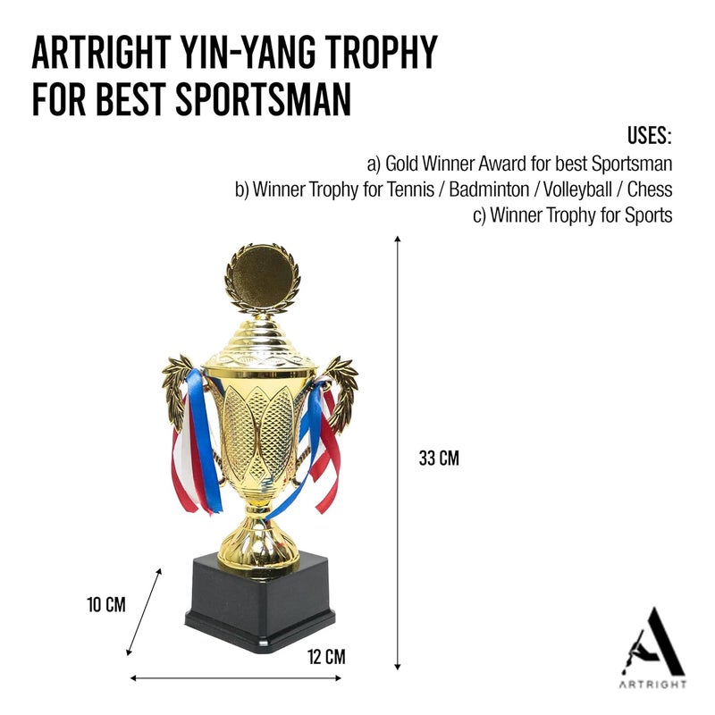 ArtRight Yin Yang Trophy for Winners - Winner Prize Trophy for Best Sportsman ; Shiny Award with Badge for Winners - Image 2