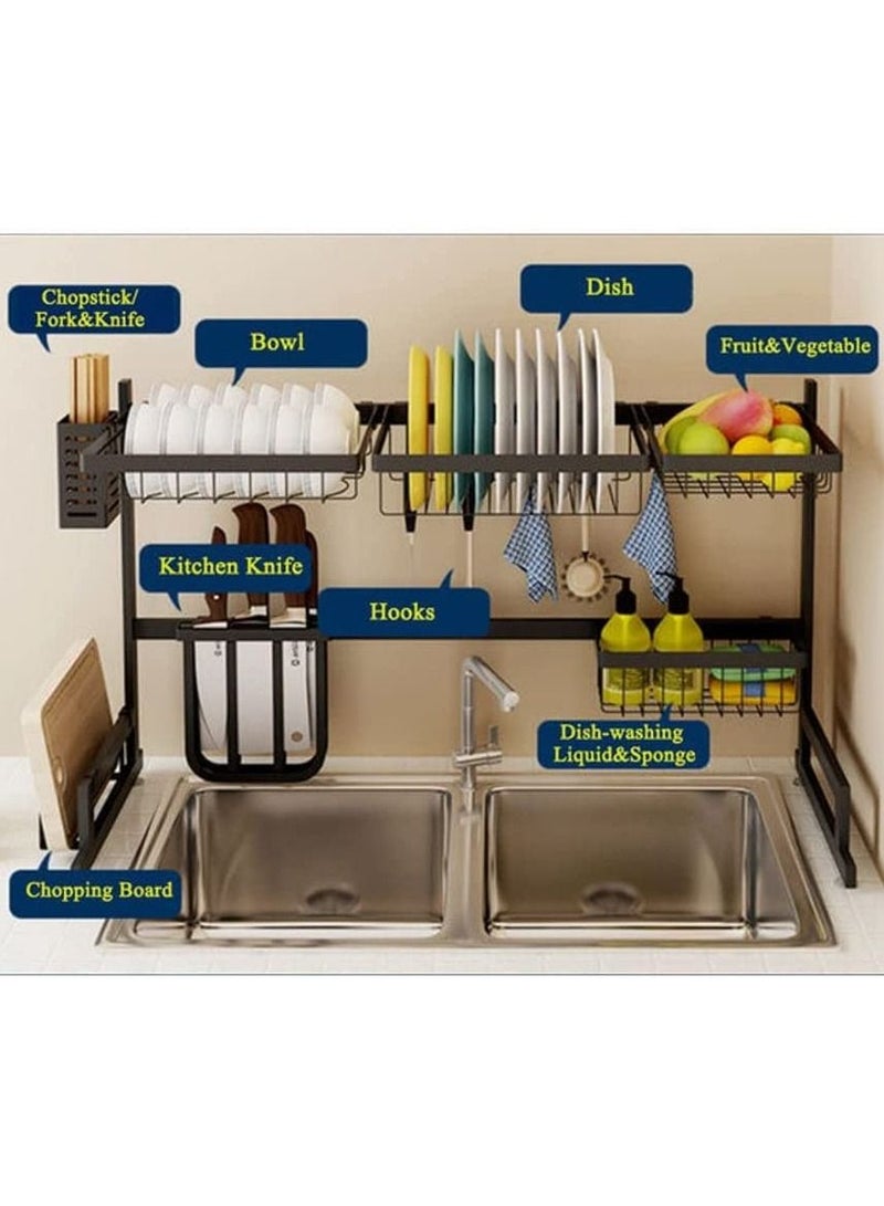 Over The Sink Dish Drying Rack Organizer Black - Image 3
