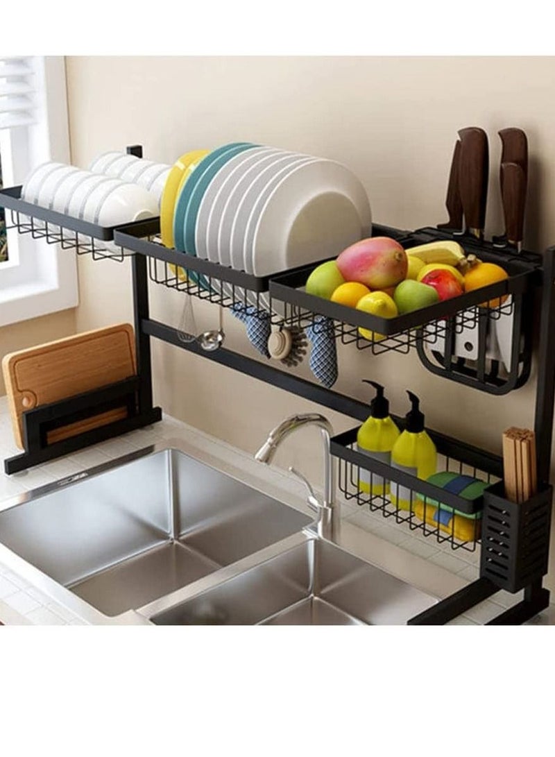 Over The Sink Dish Drying Rack Organizer Black - Image 2