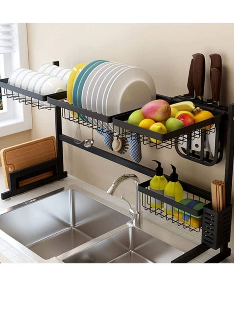 Over The Sink Dish Drying Rack Organizer Black - Image 4