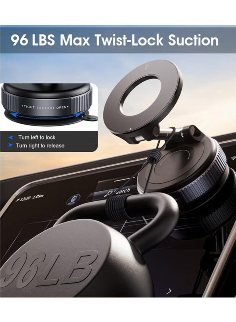 Strong Magnetic Car Phone Holder for MagSafe, Ultra Vacuum Suction Cup Phone Mount 360° Cell Phone Holders for Your Car Accessories for iPhone 17 16 15 14 13 12 Android - Image 4