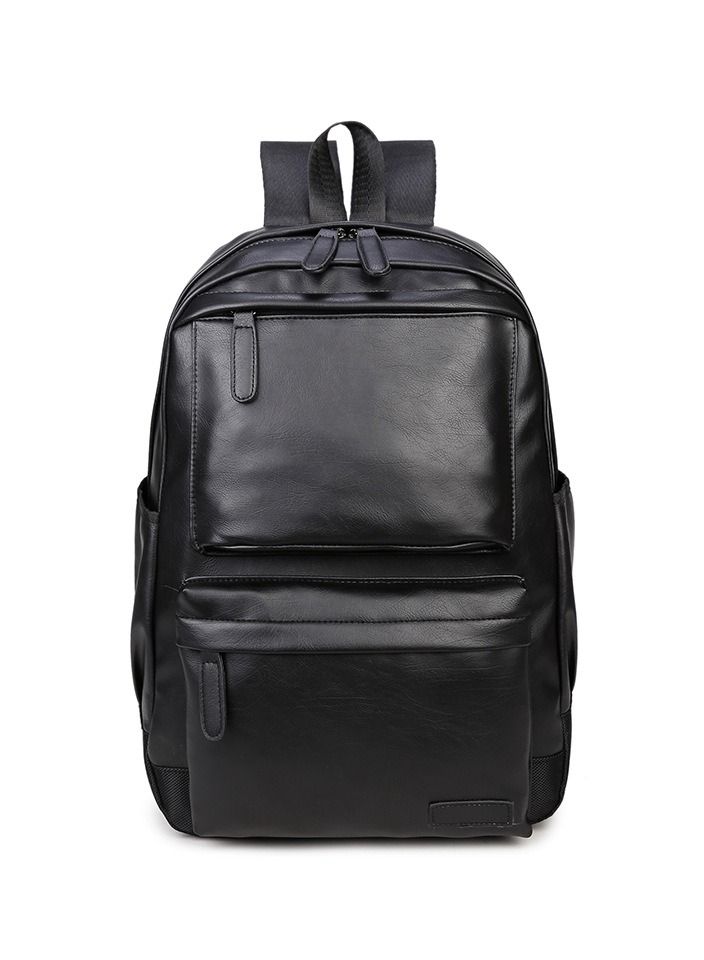 KUYING New Casual Men's Backpack Travel Backpack PU Soft Leather College Style 