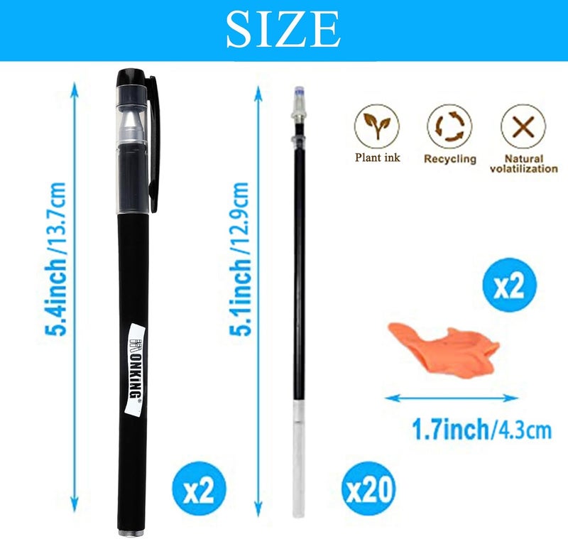 Monking 20Pcs Magical Pen Refills Reusable Magic Practice Copybook,Drawing Pen of Invisible Ink, (20 pcs Blue Refills +2 Pens) - Image 2