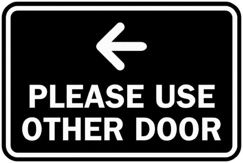 JACKGOLD Classic Metal Signs Please Use Other Door Left Arrow Sign Wall Decor for Home Office Bar Club Restaurant Hotel Man Cave,Black - Image 1