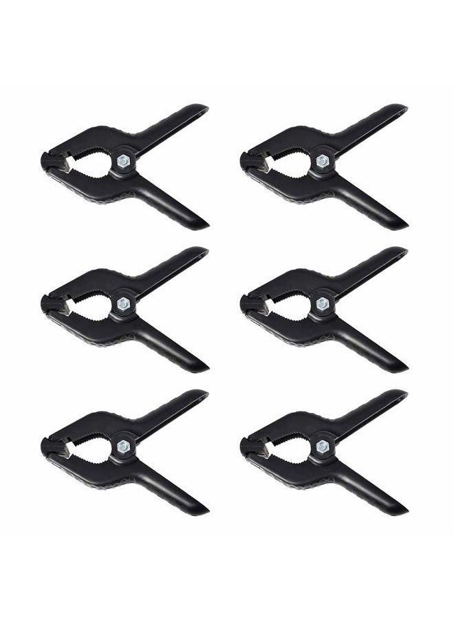 SLOW DOLPHIN Heavy Duty Spring Clamps Clip 4.5 Inch for Muslin/Paper Photo Studio Backdrops Background-6 Pack(Black)  - Image 1