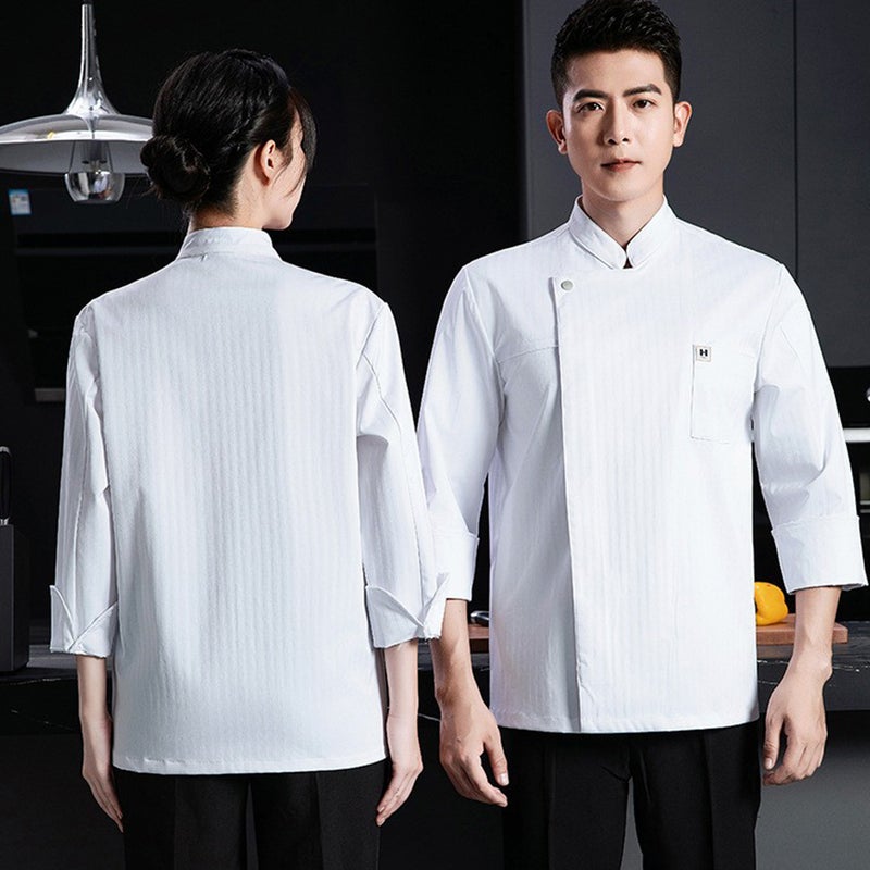 New Fabric High-End Elastic Chef Work Clothes Long Sleeve Men'S And Women'S Dining El Restaurant Kitchen Executive Chef - Image 1