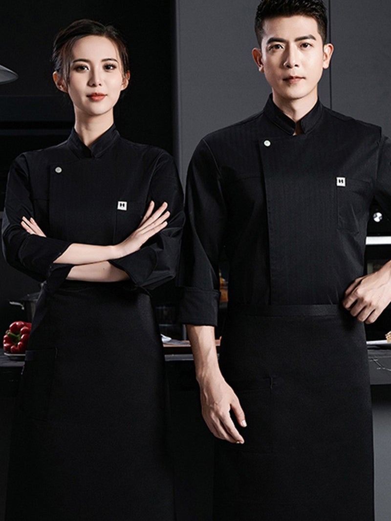 New Fabric High-End Elastic Chef Work Clothes Long Sleeve Men'S And Women'S Dining El Restaurant Kitchen Executive Chef - Image 4