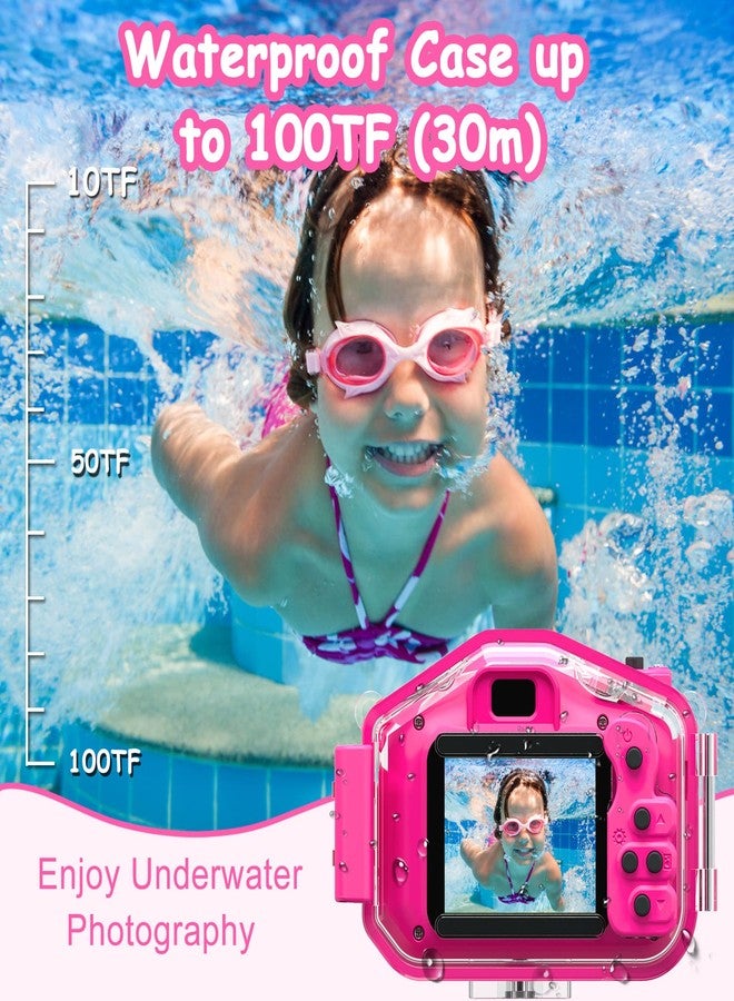Agoigo Kids Waterproof Camera - Children Underwater HD Video Digital Camcorder, Portable Travel Toy for Toddler - Ideal Christmas Birthday Gifts for Boys Girls Age 3-12 with 32GB Card (Rose Red) - Image 4