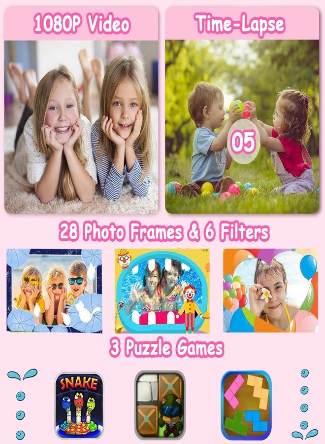 Agoigo Kids Waterproof Camera - Children Underwater HD Video Digital Camcorder, Portable Travel Toy for Toddler - Ideal Christmas Birthday Gifts for Boys Girls Age 3-12 with 32GB Card (Rose Red) - Image 3