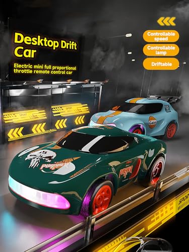 ANTSIR Mini RC Drift Car for Adults, 1/64 Scale Desktop Remote Control Cars with LED Lights, 4 * 4 Desk Drifting Crawler for Race, Hobby Gifts and Toys (Matte Green Concept Model) - Image 5