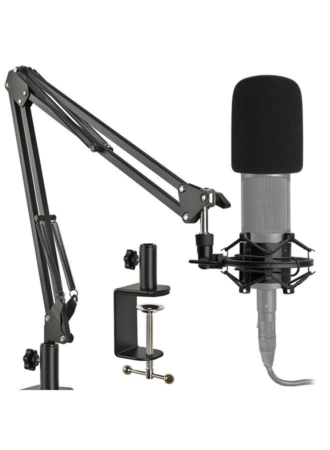 Frgyee ذراع ميكروفون Audio Technica مع حامل تعليق وممتص للصدمات وفلتر صوت، مشبك ثقيل معزز لميكروفون AT2020 وAT2020USB+ وAT2035 في الاستوديو - Image 1