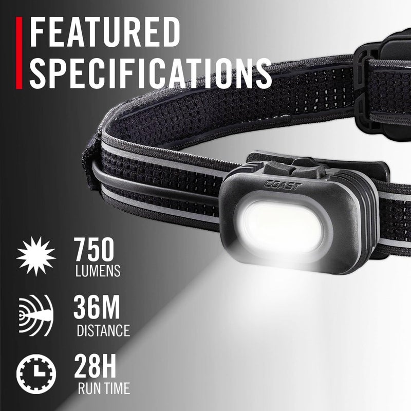 Coast RL10R 750 Lumen Rechargeable LED Headlamp with Variable Light Control and Rear Safety Signal - Image 2