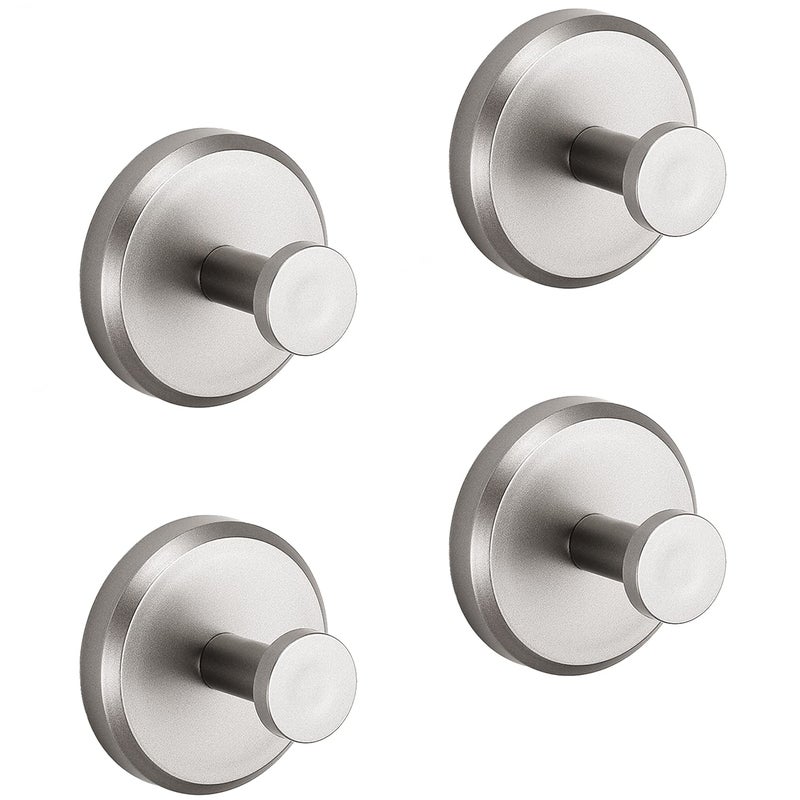 HOME SO Suction Cup Hooks for Shower, Bathroom, Kitchen, Glass Door, Mirror, Tile – Loofah, Towel, Coat, Bath Robe Hook Holder for Hanging up to 15 lbs – Polished Matte Chrome, Brushed Nickel (4-pack) - Image 1