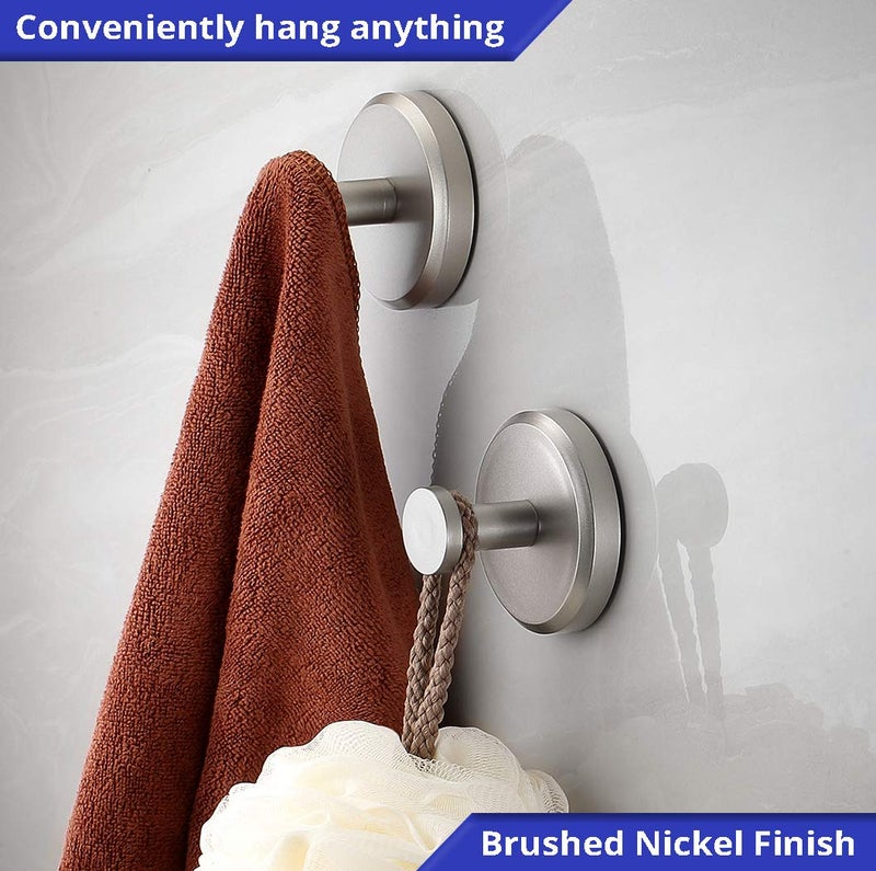 HOME SO Suction Cup Hooks for Shower, Bathroom, Kitchen, Glass Door, Mirror, Tile – Loofah, Towel, Coat, Bath Robe Hook Holder for Hanging up to 15 lbs – Polished Matte Chrome, Brushed Nickel (4-pack) - Image 2