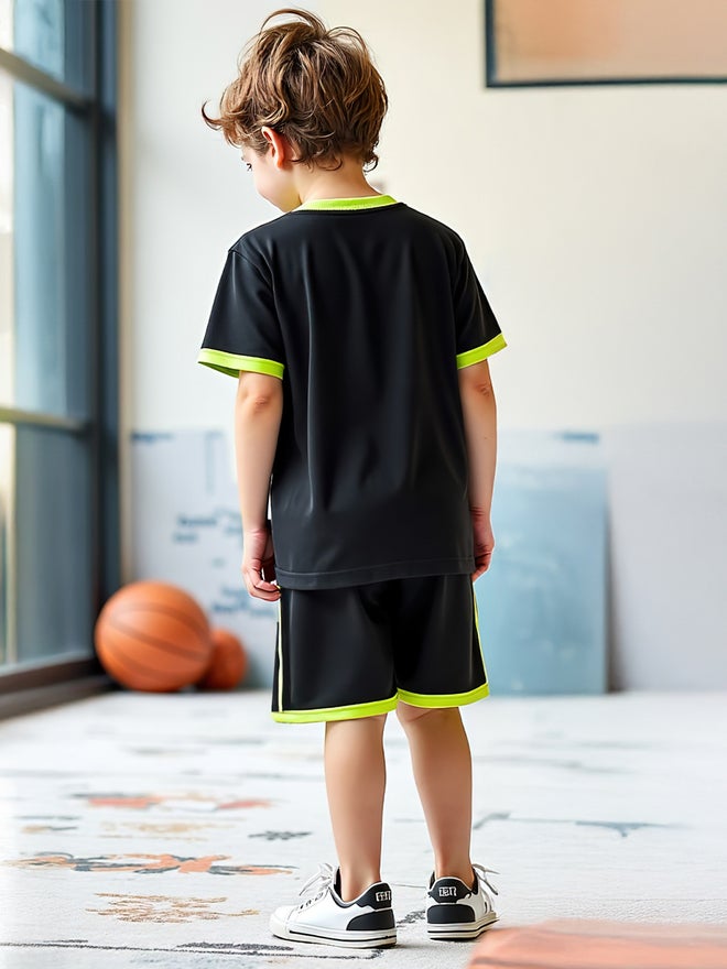 Styli Styli Kids 2pcs Black and Yellow Short Sleeve T-Shirt and Shorts Jersey Sets  - Image 4
